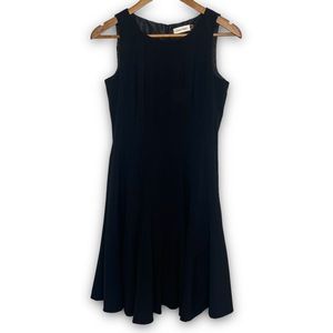 Calvin Klein Women's Black Sleeveless Pleated Fit And Flare Dress Size 4P